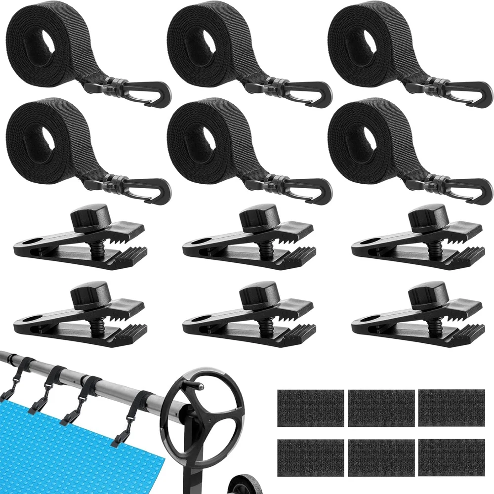 

Pool Solar Cover Reel Attachment Kit Pool Cover Reel Blanket Straps and Clips Solar Blanket Attachment Strap Kit Including Strap