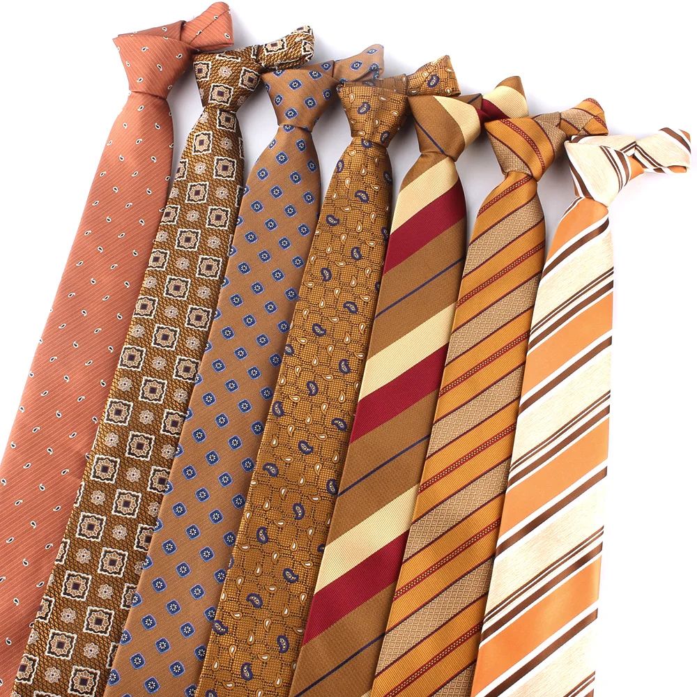 Orange Braune Krawatten für Männer und Frauen, Anzug, gestreifte Krawatte für Party, Business, klassische Paisley-Krawatten, Hochzeit, Krawatte, Bräutigam-Geschenke – Detail 17