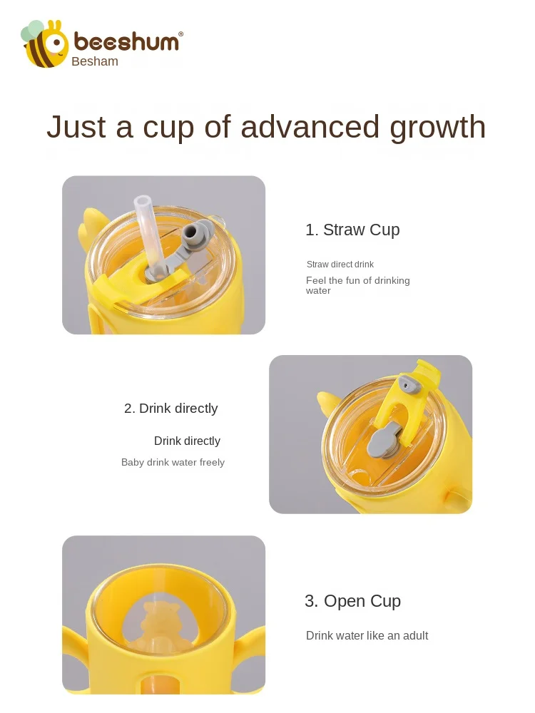 HXL Octopus Milk Cup Children Harness Scale Shatter-Resistant Glass Learn to Drink Straw Cup