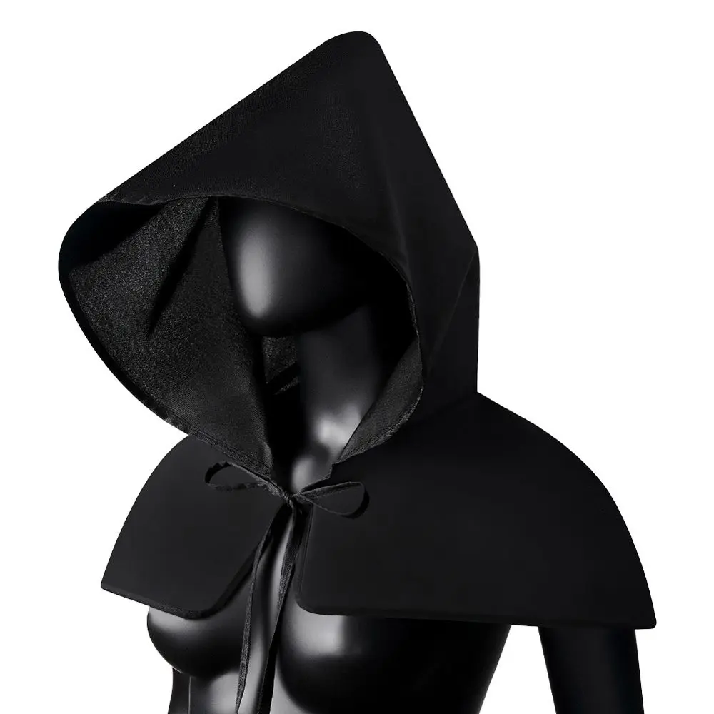 Terrible Gothic Unisex For Women Black Assassin Headgear Halloween Cloak Hat Cosplay Scary Costumes