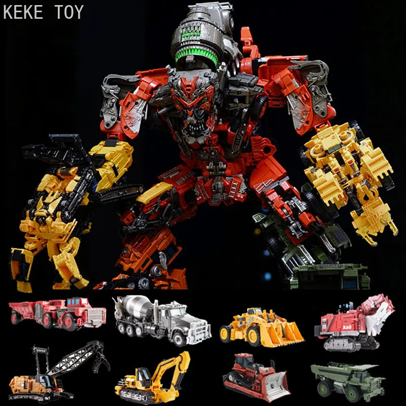 AOYI Cool 8 IN 1 Devastator Transformation Toys Boy Oversize Alloy Predaking Robot Car Engineering Vehicle Kids Adult Gift