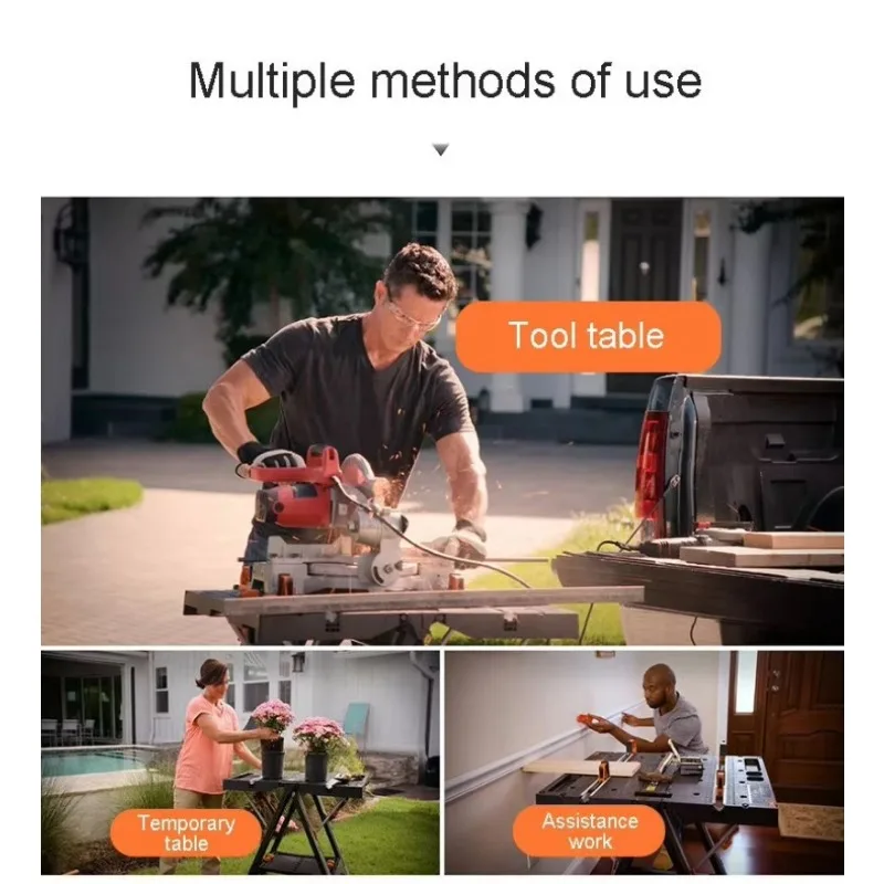 DIY Multi-functional Woodworking Benches Cut Saw Portable Carpentry Workbench Foldable Work Table Mobile Woodworking Table