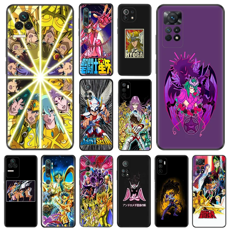 Matte Phone Case For Redmi Note 11 Pro 10 11s 10a 10c Xiaomi 11t 10t Note10 Lite Aquila Yuna Saint Seiya Anime Black Soft Cover