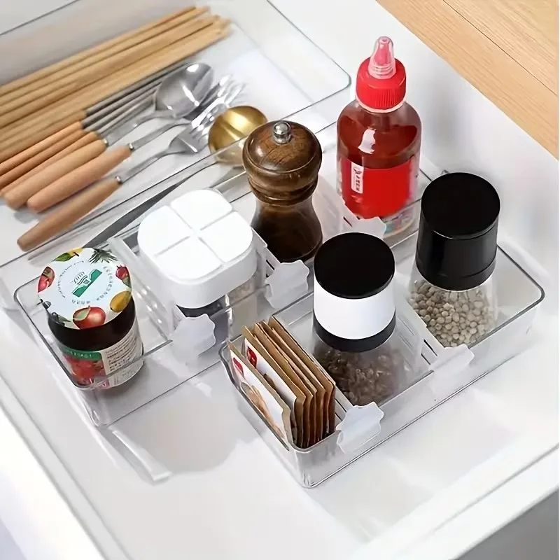 13pcs Refrigerator Door Organizer Set – Adjustable Transparent Dividers, Space-Saving Storage