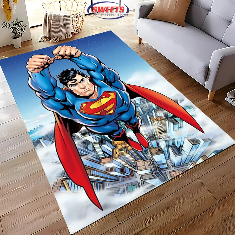 NO.2 Classic DC Superman Carpet Living Room Bedroom Bed Mat, Comfortable Non-slip Rug, Modern Simple Style, Durable Washable Rug