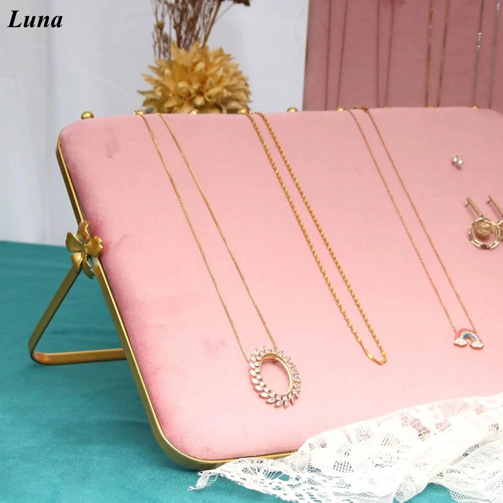 

Metal Necklace Display Stand Velvet Base White Jewelry Holder for Retail And Home 10.24”