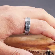 Vintage Silver Tibetan Mantra Ring for Men #6