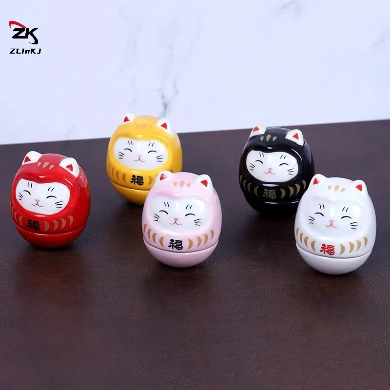 1pcs Small Ceramic Daruma Statue Daruma Tumbler Crafts Japanese Style Lucky Cat Fortune Ornament Landscape