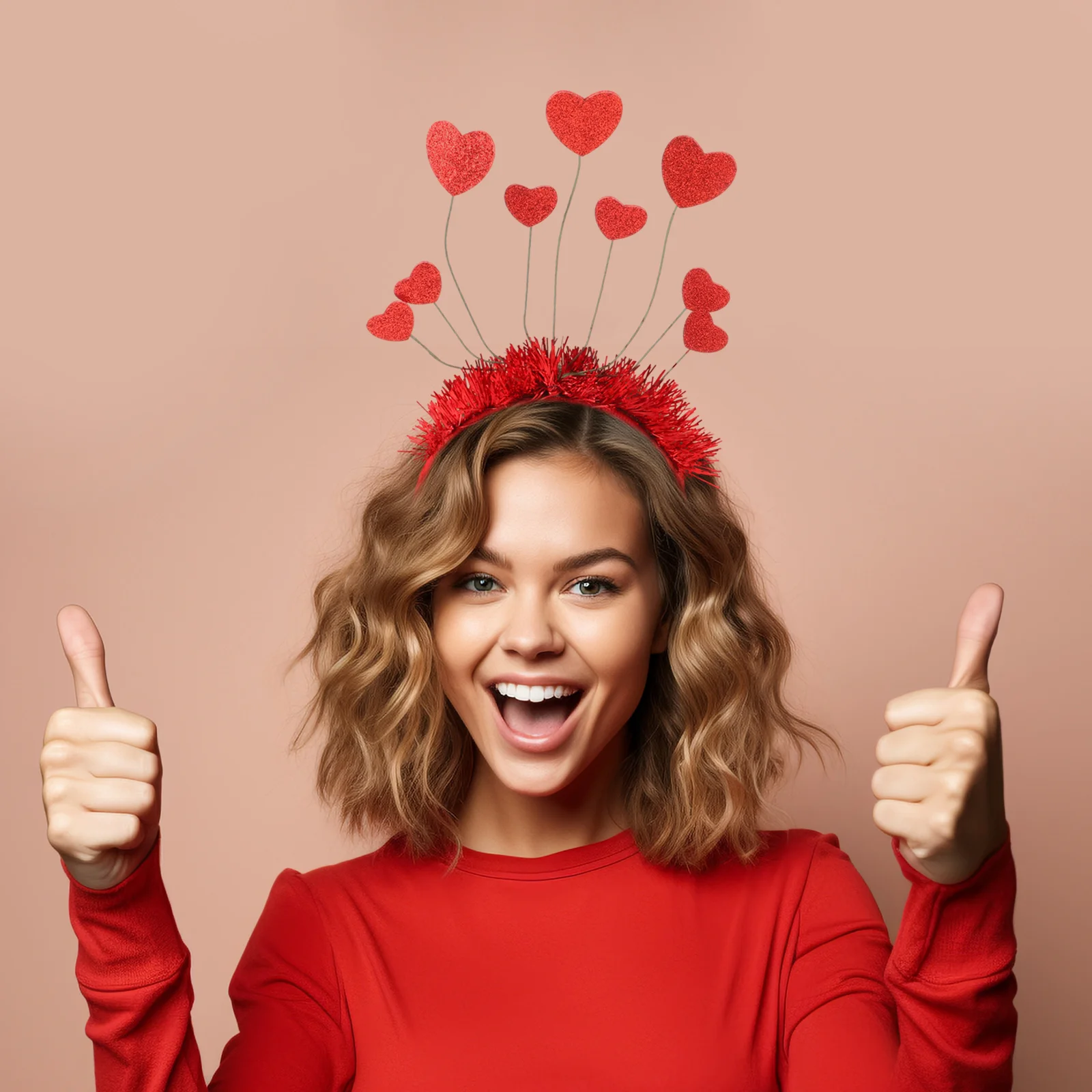 2 قطعة عقال القلب الأحمر للنساء البالغات عيد الحب غطاء الرأس حفلة عطلة الشعر الديكور الزفاف هدية للذكرى السنوية التبعي #3