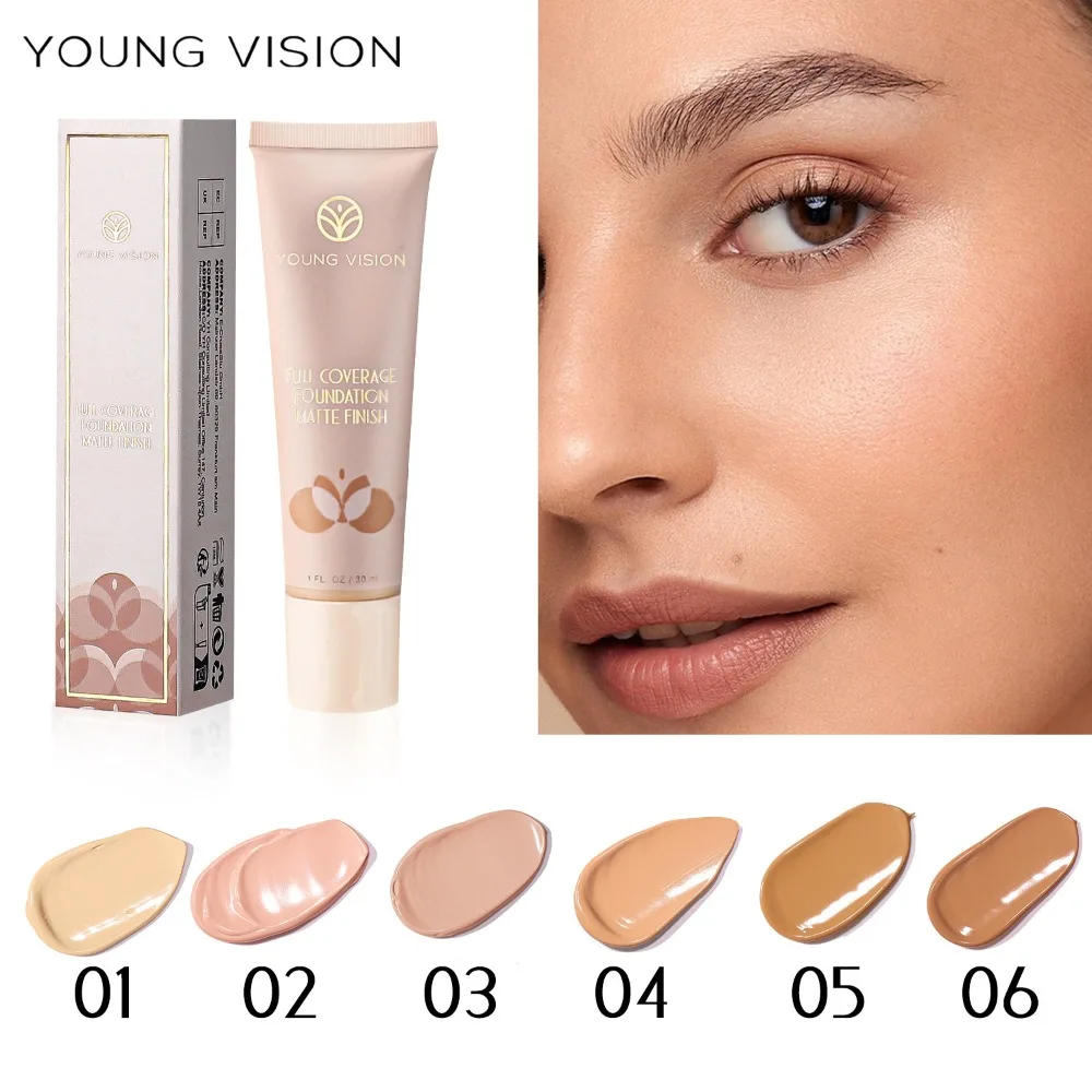 Uniform Skin Tone Matte Liquid Foundation Long-lasting Brighten Whiten the Skin Full Coverage Primer Cream Face Base Makeup