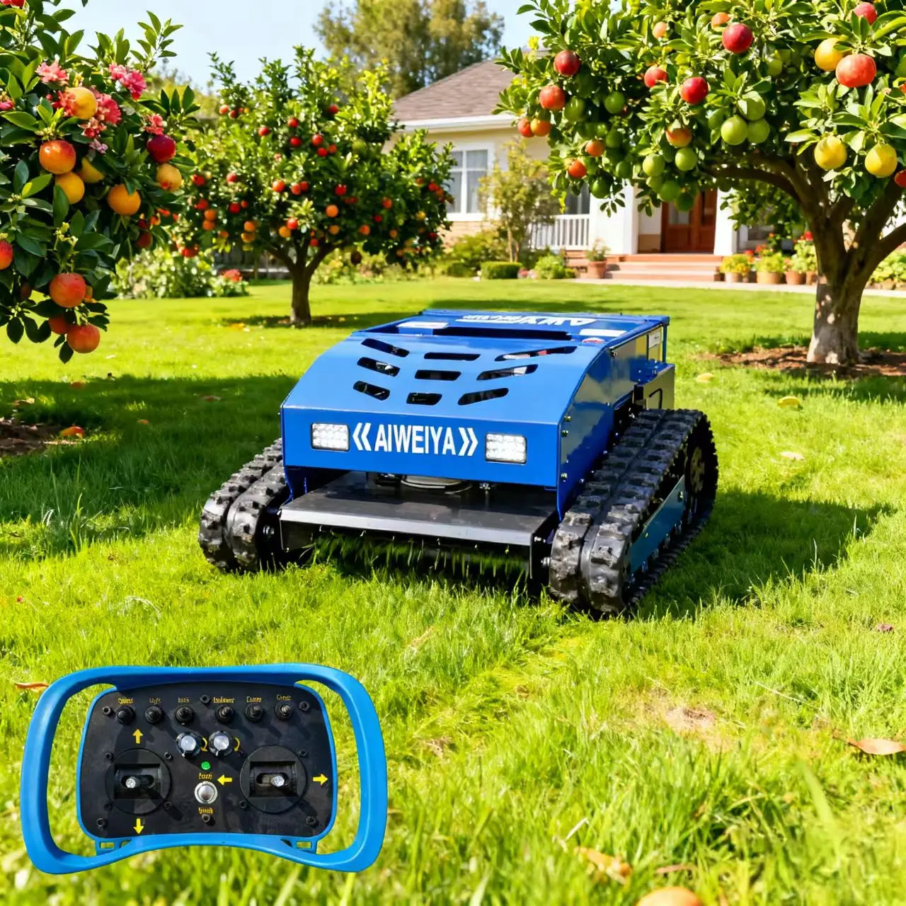 

Customized Wireless zero steering robotic lawn mower diesel electric tracked self propelled lawnmowers for mountain slopes