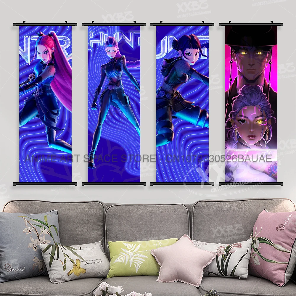 Personaggio anime per KPop Demon Hunters Wall Art Canvas Scrolls Immagine Stampa Decorazione della casa Appeso dipinto Soggiorno Poster