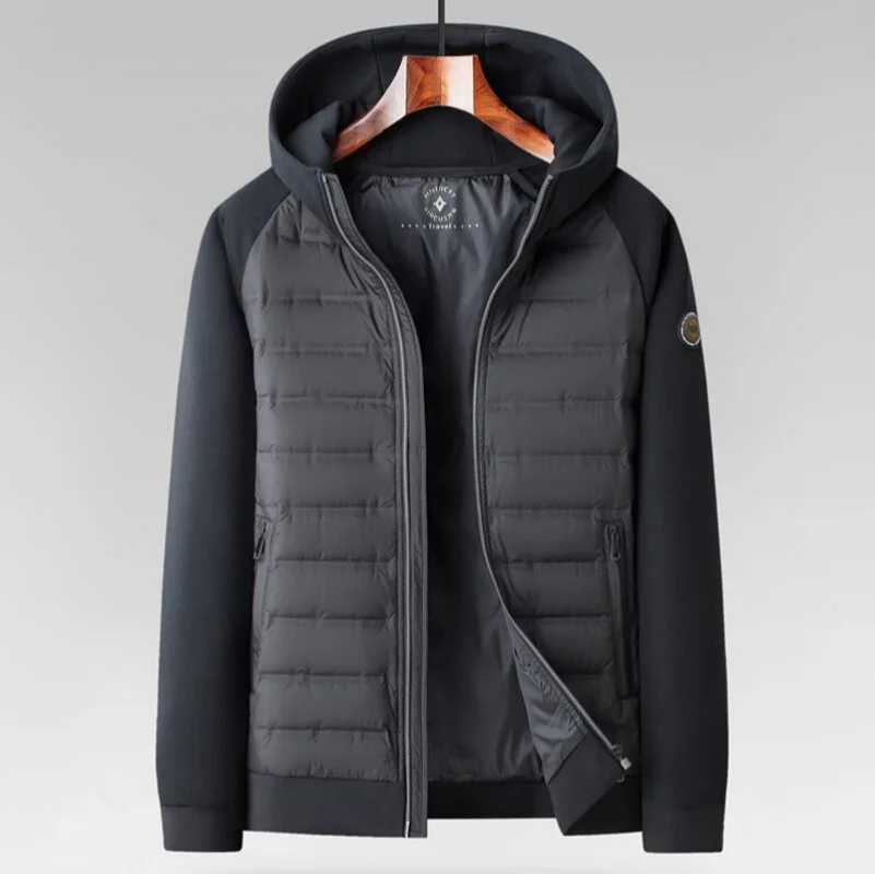 

Мужская стильная куртка с капюшоном, 90% гусиного пуха, короткая молодежная модель, высокое качество, модная, осенне-зимняя, стандартный крой