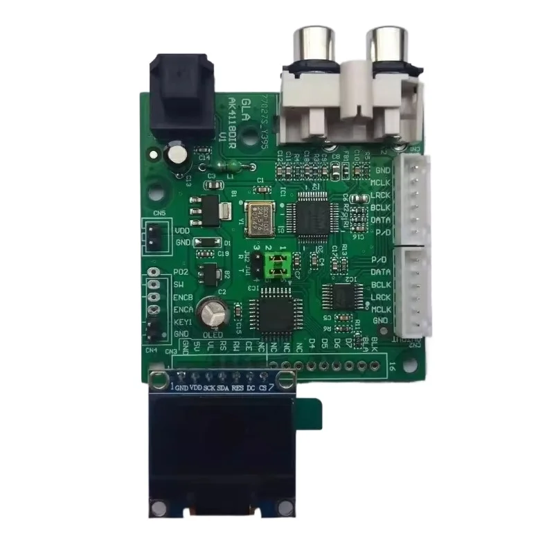 AK4118/fiber/coaxial/I2S input/to I2S output digital receiving board, soft control/sampling display