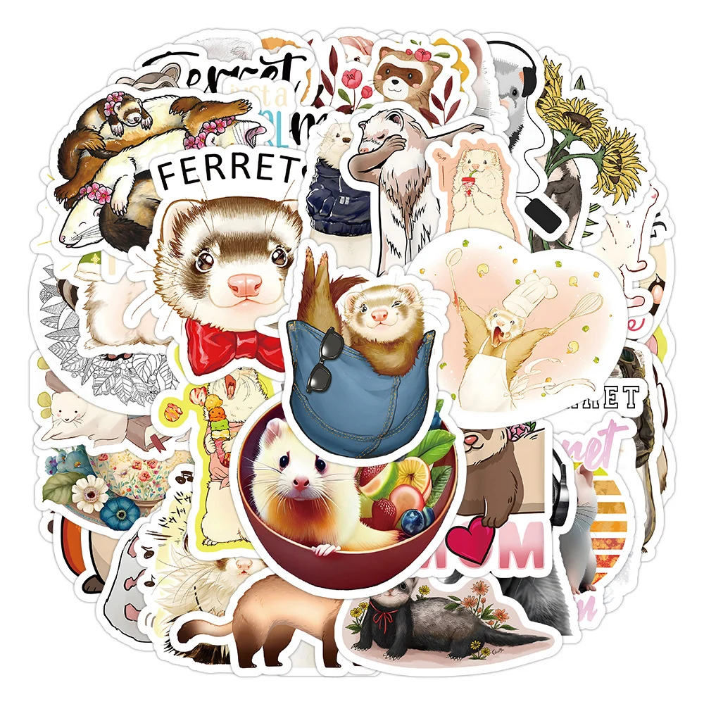 

10/30/52pcs Cute Cartoon Ferrets Stickers Kawaii Animal Graffiti Decal Scrapbooking Laptop Luggage Anime Sticker for Kids Toys