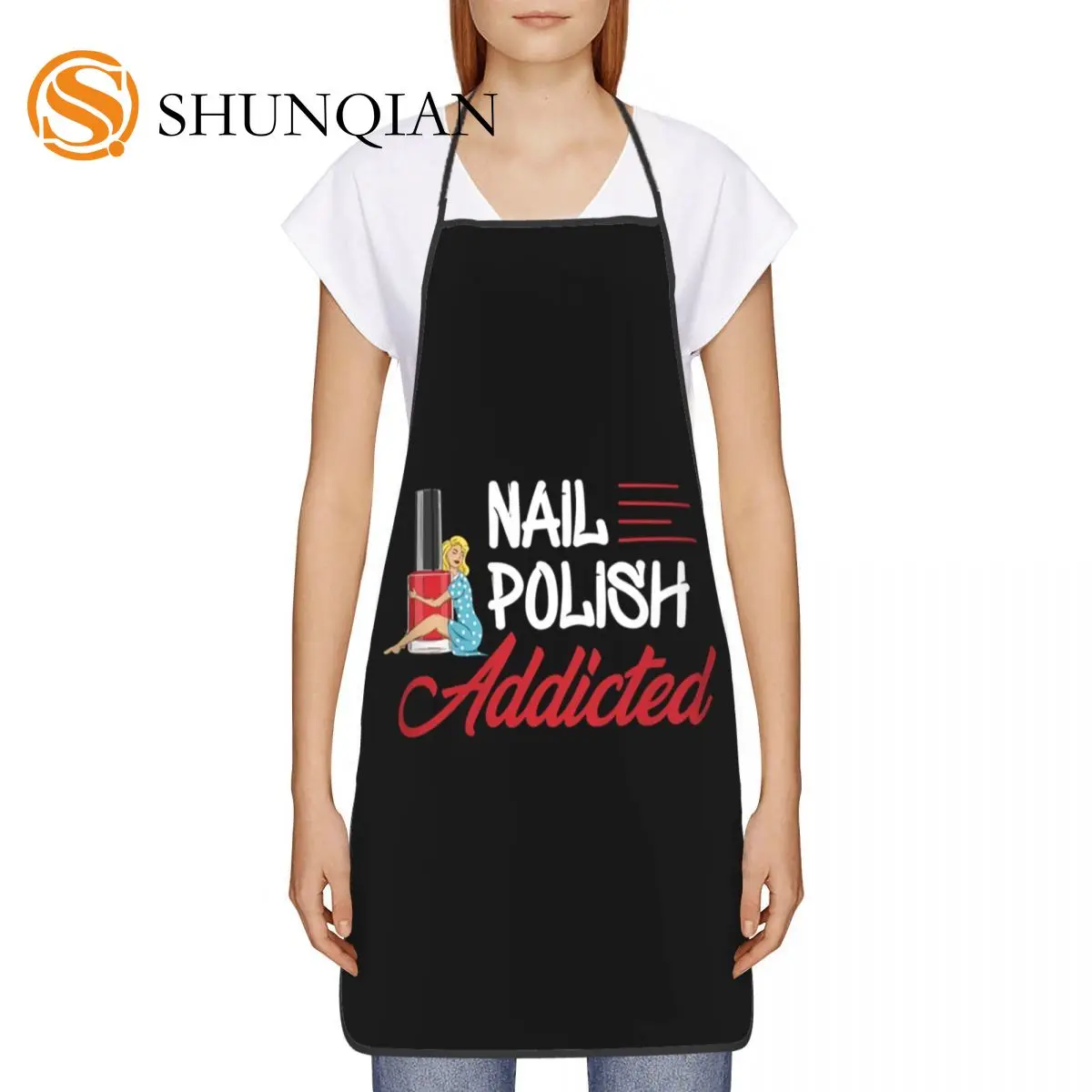 Unisex Addicted Nail Polish Apron Kitchen Chef Cooking Baking Women Men Nail Artist Gift Tablier Cuisine For Gardening