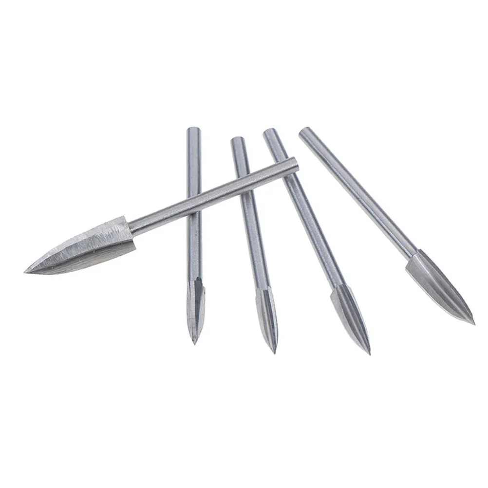 5Pcs 3mm Milling Cutter Head 3 Blades Engraving Tool for Wood Carving Marking Home Shop Silver Engraving Cutter