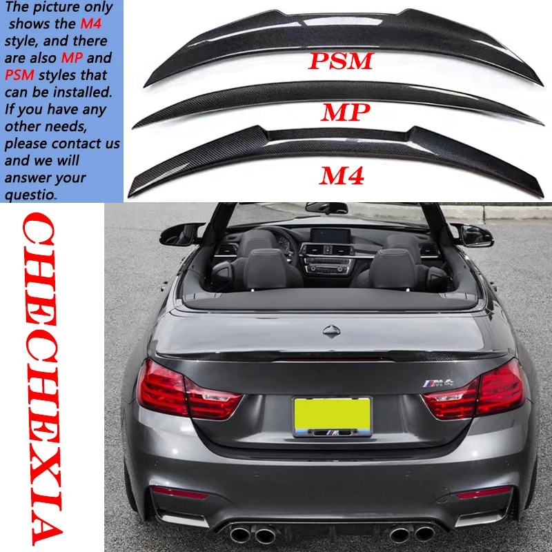 For BMW 4 Series F33 Convertible 2013-2020 M4 MP Carbon Fiber Car Modification With A Smooth Black Rear Trunk Lid Spoiler