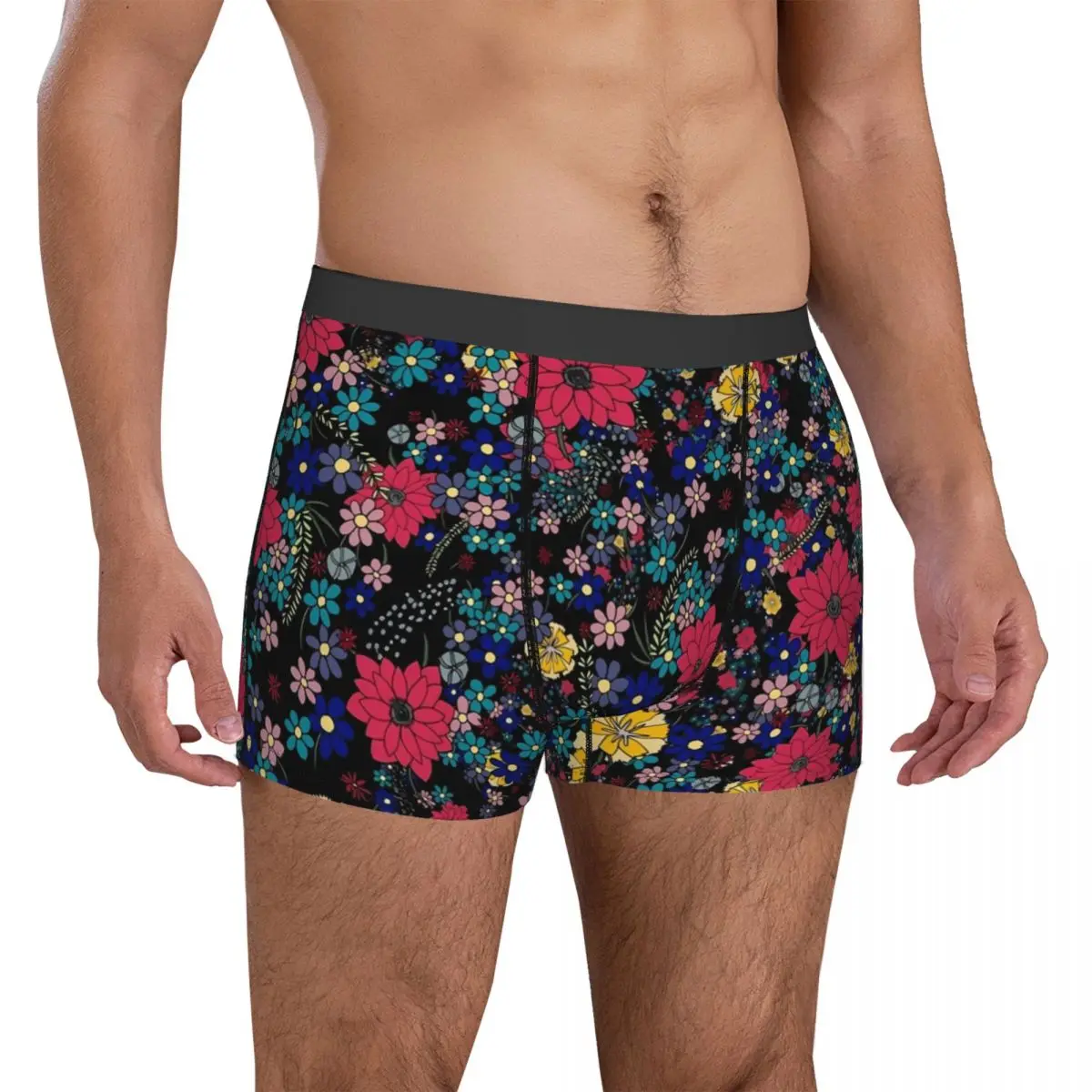 Ditsy Floral Underwear Red And Yellow Men Underpants Customs Soft Boxershorts High Quality Shorts Briefs Plus Size