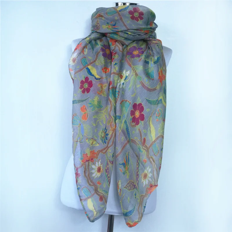 New fashion women scarf bird Print long scarfs For Women Autumn winter Shawl and Scarves flower ladies scarf image 3