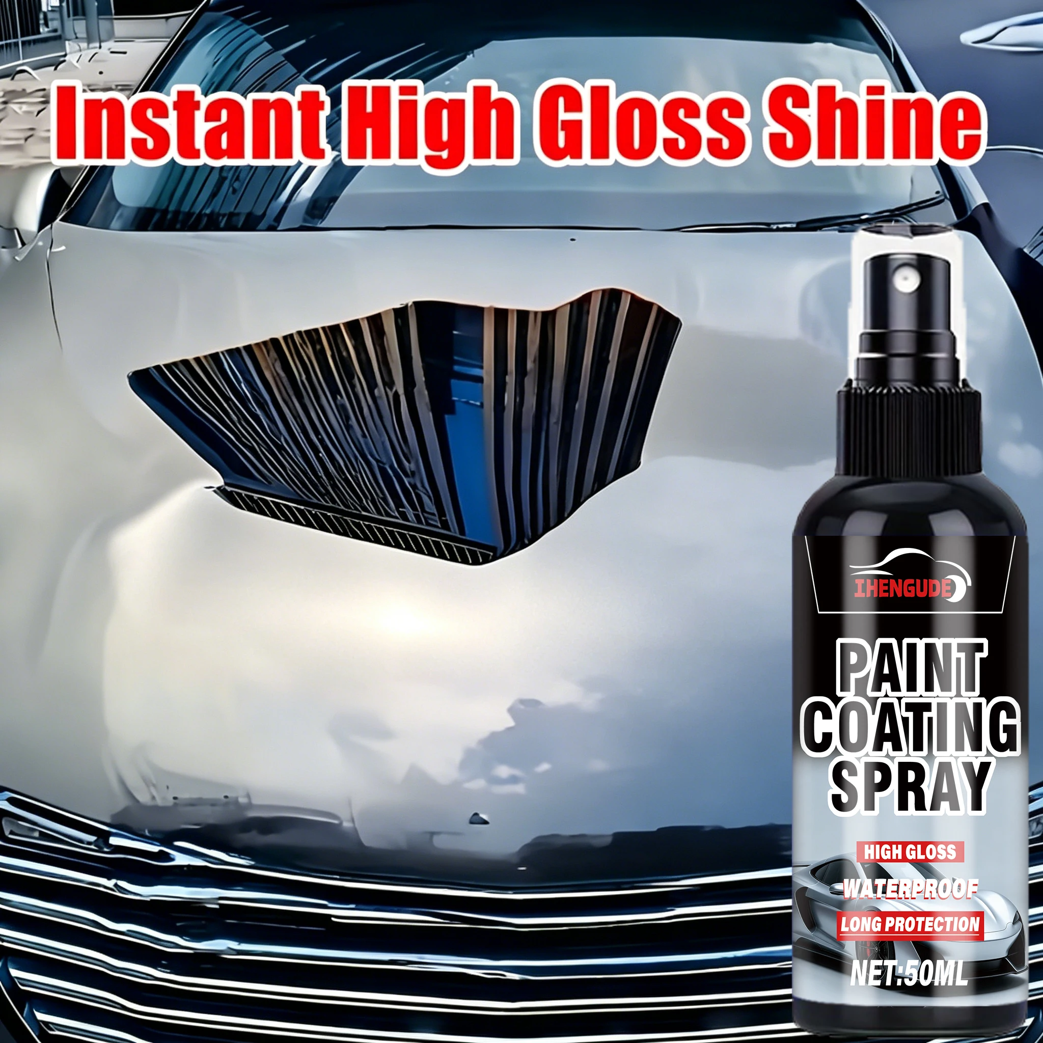 Car Paint Crystal Coating Spray - Car Crystal Coating Spray, Paint Shine Enhancer, Forms a Film with One Spray, Quickly Enhances Gloss, Instantly Restores the Mirror-Like Effect of Car Paint, High-Gloss Long-Lasting Protective Coating, Effectively Prevents Dirt, Dust, and Oxidation, Delays the Aging of Car Paint, Easy to Use, Does Not Damage Surfaces, Suitable for Multiple Areas Such as Car Paint, Glass, Wheel Rims, Rearview Mirrors, Metal Parts, Ceramic Coating Spray, Hydrophobic Coating Spray
