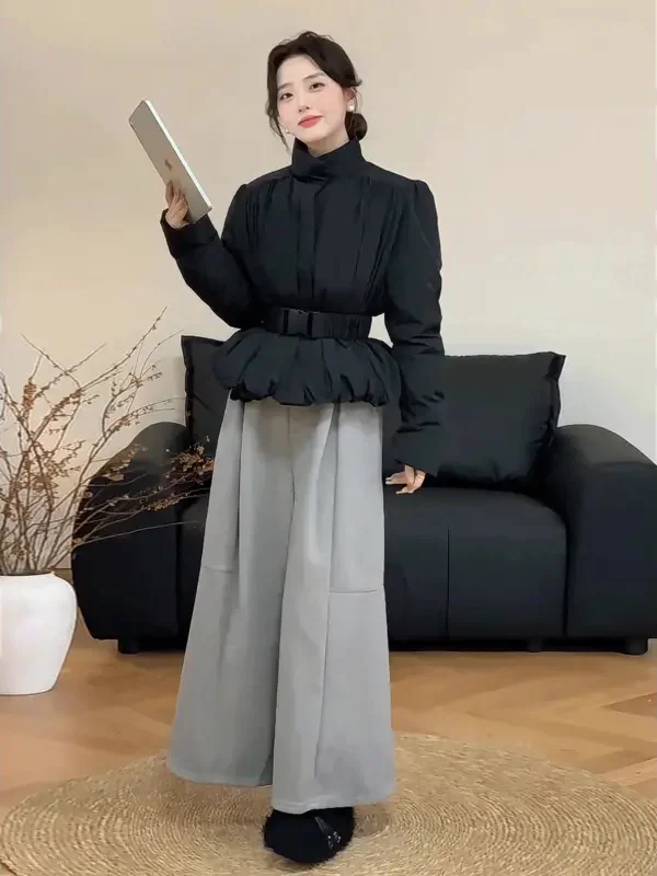 

Korean Sle ort Padded Jaet Women's Winter Faion Sensation Warm High Collar Bloom Coat Bla Color Commute Friendly