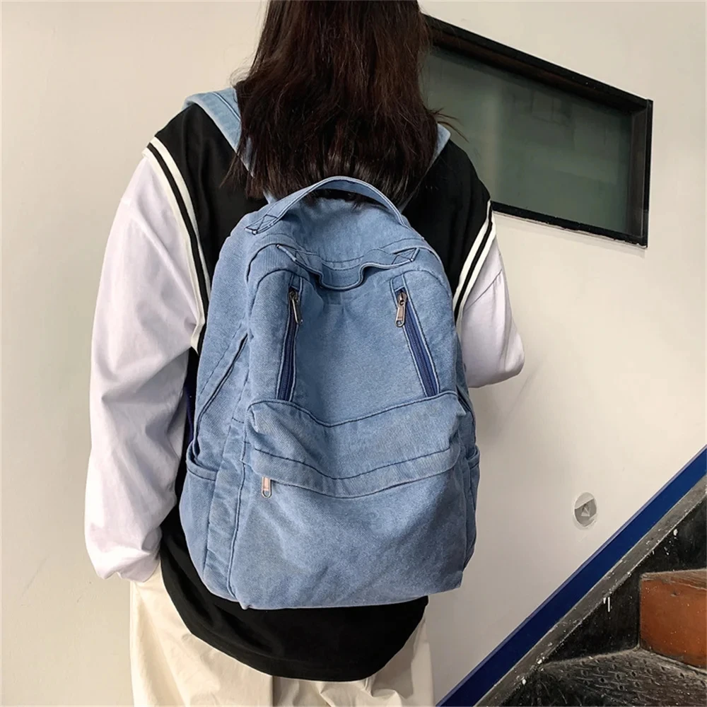 Personalized Name Denim Backpack Large Capacity Women's Men's Travelling Multifunctional Denim Bag Custom Retro Outdoor Bags