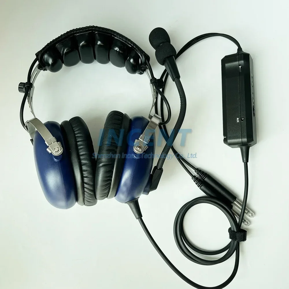 ANR Aviation Headset Pilot Headset Blue Color with Great ANR Active Noise Reduction Effect