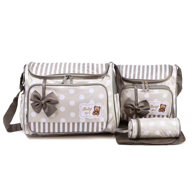 Cross Border Printed Round Dot Mommy Bag Four Piece Multifunctional Package Large Capacity Butterfly Festival Shoulder Bag