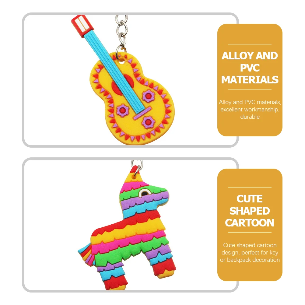 24 Pcs Cartoon Keychain Party Farvor Keyrings Creative The Gift Keychains for Kids Mexican Decor Funny Guitar Bag