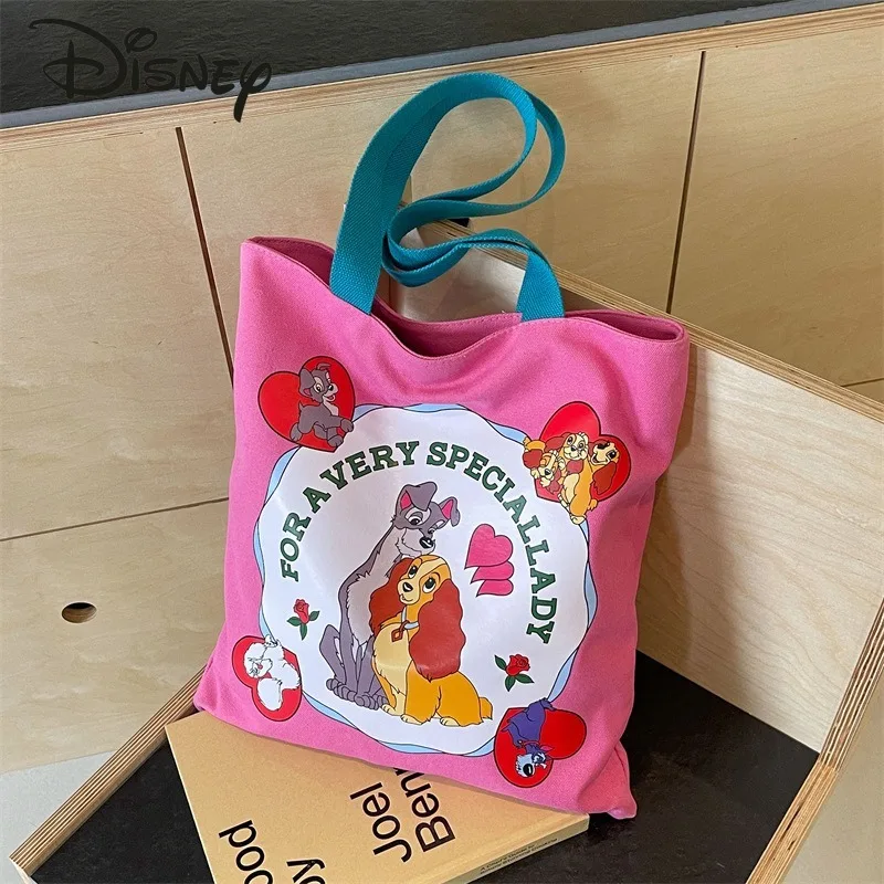 Disney 2024 New Women's Handbag Fashionable High Quality Canvas Women's Shoulder Bag Cartoon Lightweight Women's Shopping Bag