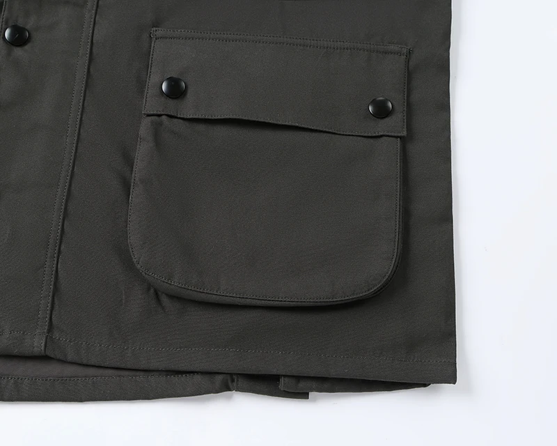 Herren Cordkragen Gewachste Baumwoll-Feldjacke, Weite Passform, Kariertes Futter, Winddichte Arbeitsjacke, Vintage Casual Cargo-Jacke für Herbst und Winter – Detail 7