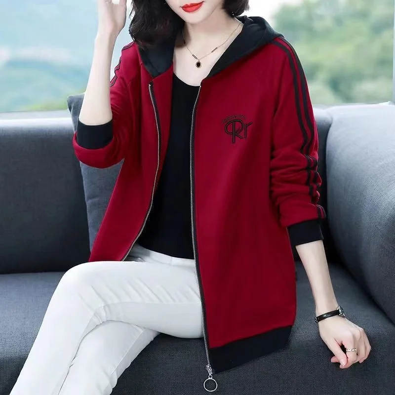 Add Fleece Thick Coat Women's 2024 Autumn And Winter New Middle-aged Mother Long-sleeved Blouse Large Size Hooded Top