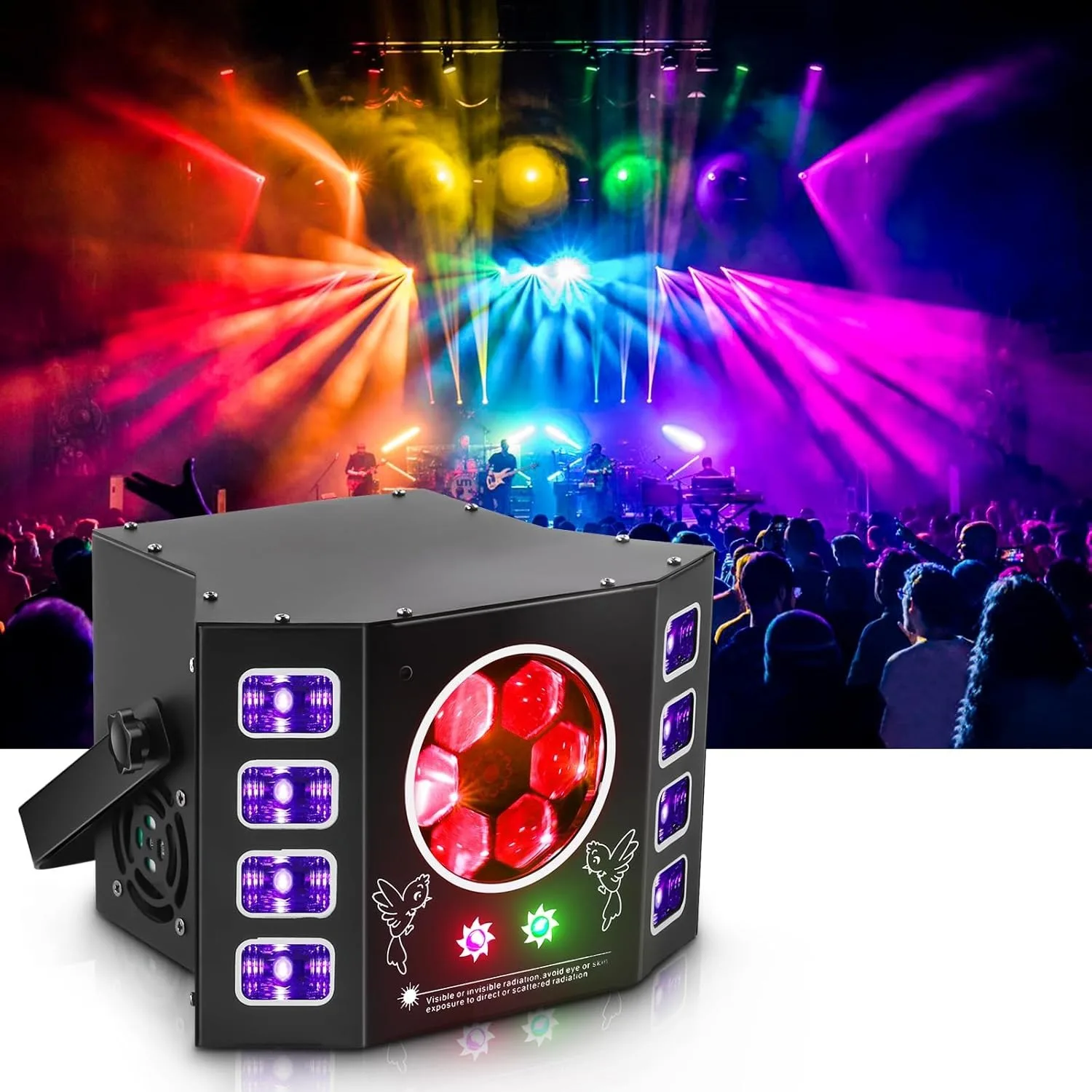 100W Bee-Eye Uv Strobe Stage Light Led Sound-Activated Party Light, 14 Ch Dmx512 and Remote Control Suitable for Halloween, Birthday Parties, Weddings, Events, Performances, Ktv, Bars, Dance Decorations
