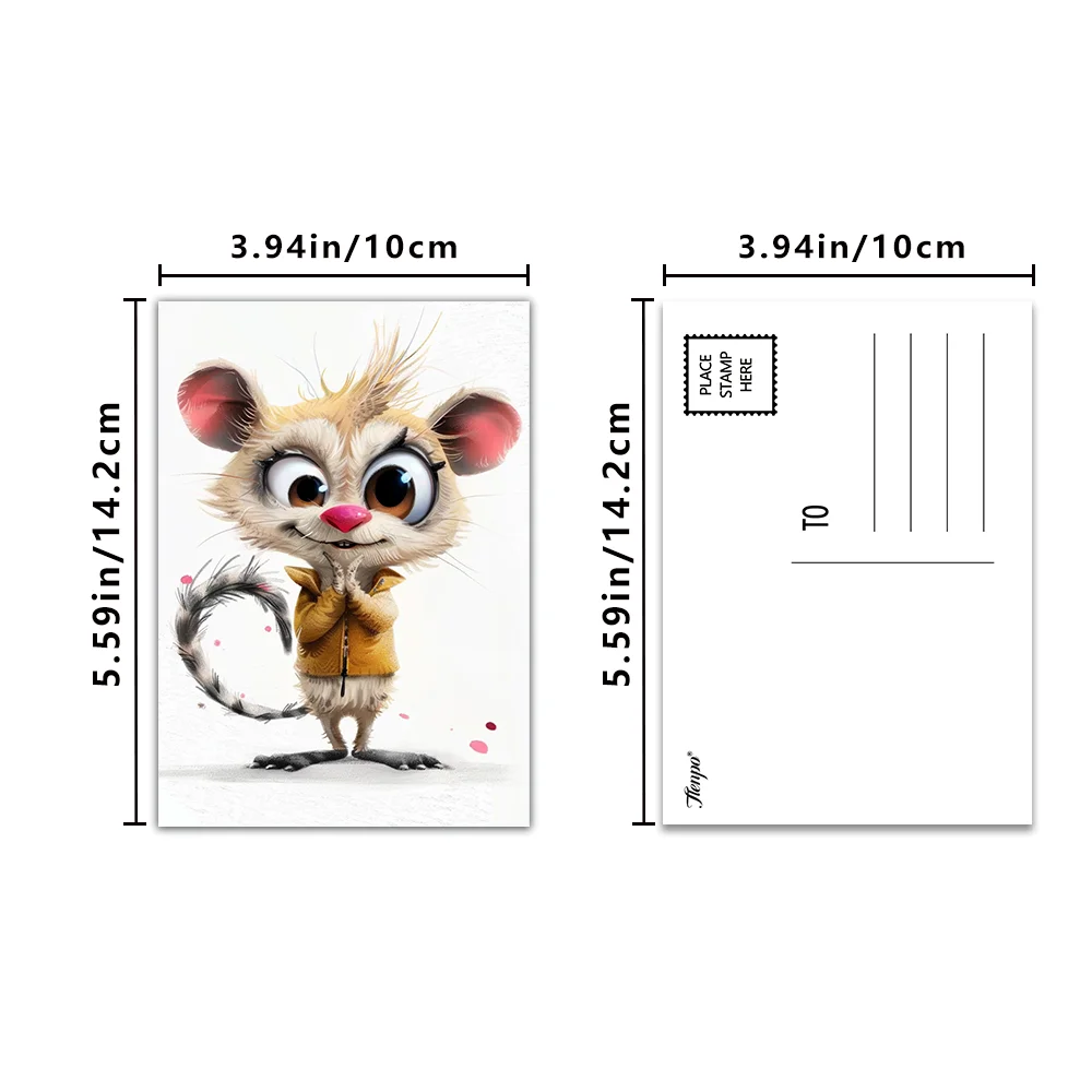 16pcs,Cute Animal Girls Hand Drawn Postcards, Surreal Style, birthday/anniversary gifts, collectibles, suitable for gift-giving