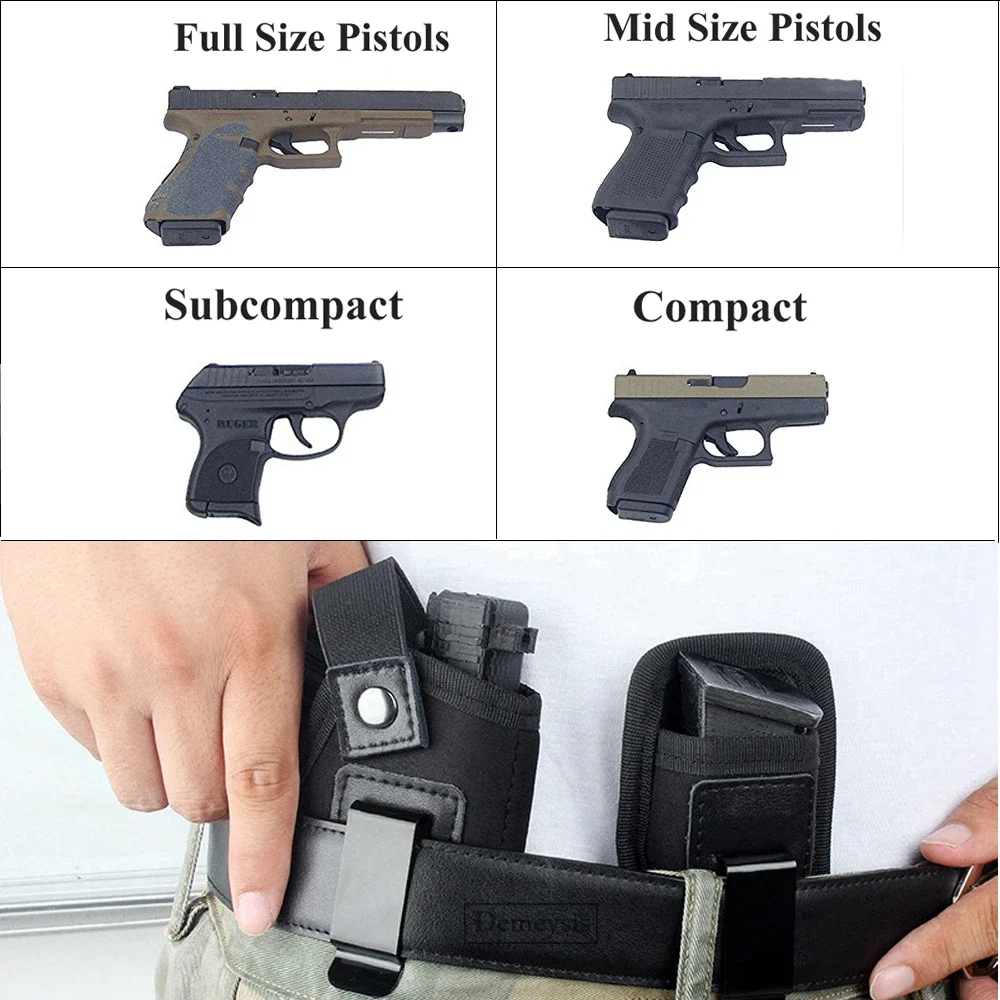 Universal Concealed Carry Gun Holster with Magazine Pouch Neoprene Pistol Pouch for S&W M&P Shield 9/40 1911 XDS Taurus Glock