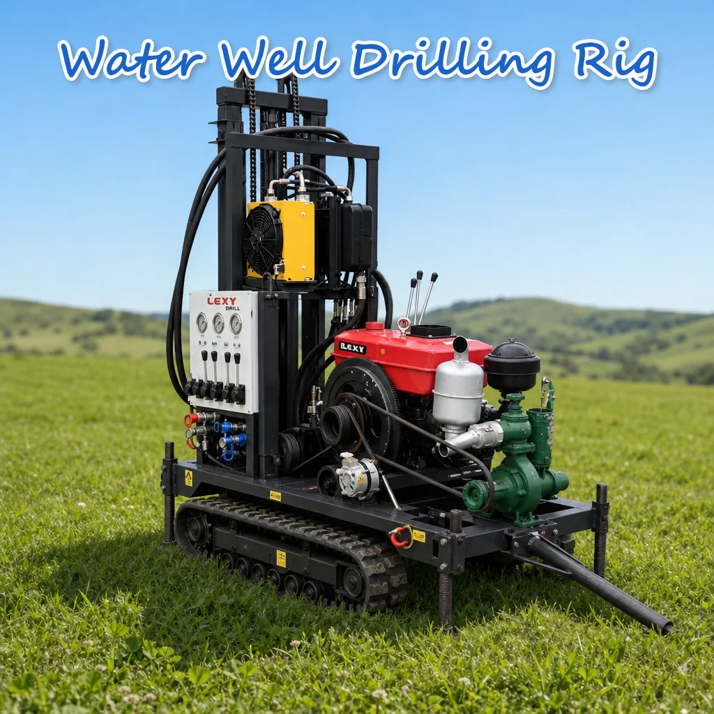 Customized Water Well Drilling Rig Complete Hydraulic System Diesel Powered 22 to 35HP Tracked Mobile Rapid Hole Making