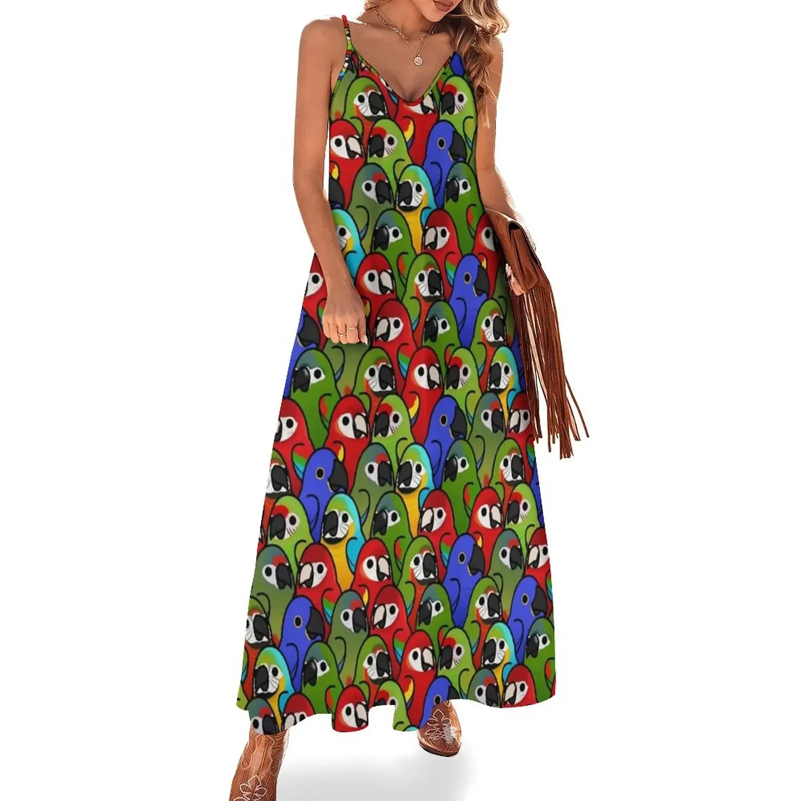 

Too Many Birds! - Macaw Squad Sleeveless Dress Female clothing elegant guest wedding dress