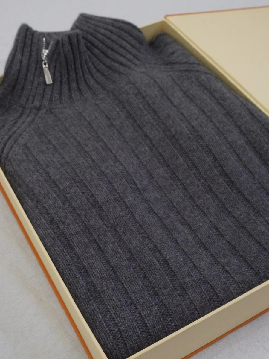 

Deep Grey High Collar Women's Sweater Autumn Season Inner Wear Comfortable Fit Korean Style Long Sleeve Half High Collar Top