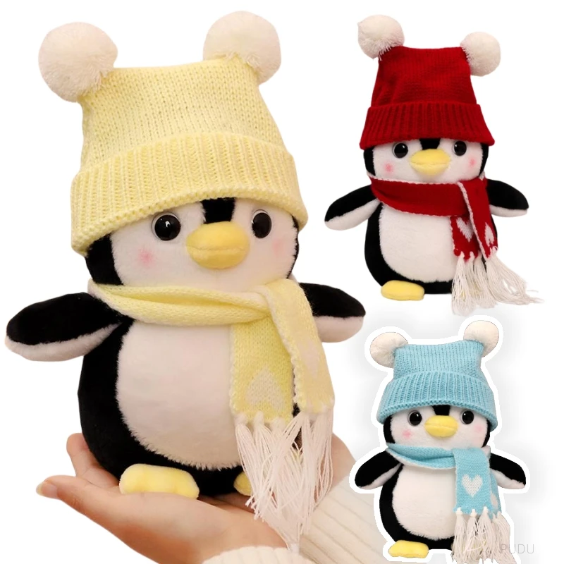 

Creative 25/35cm Penguin With Hat Scarf Plush Toy Doll Soft Stuffed Animal Cartoon Decor Toys Pillow for Children Kids Xmas Gift