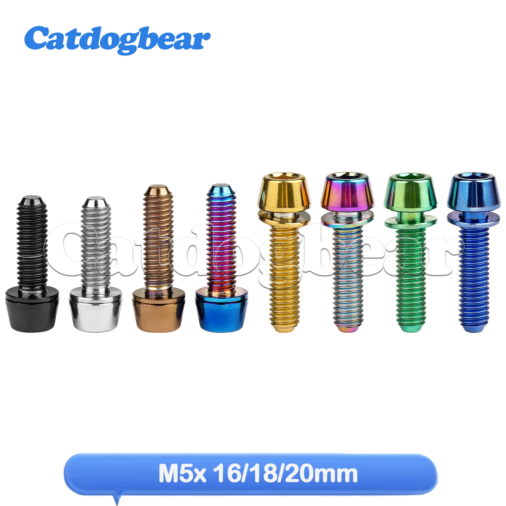 

Catdogbear Titanium Bolt M5/M6x16 18 20 25mm Taper Hex Head with Non-Shedding Washer Screw for Bicycle Stem Bike Crank Brake