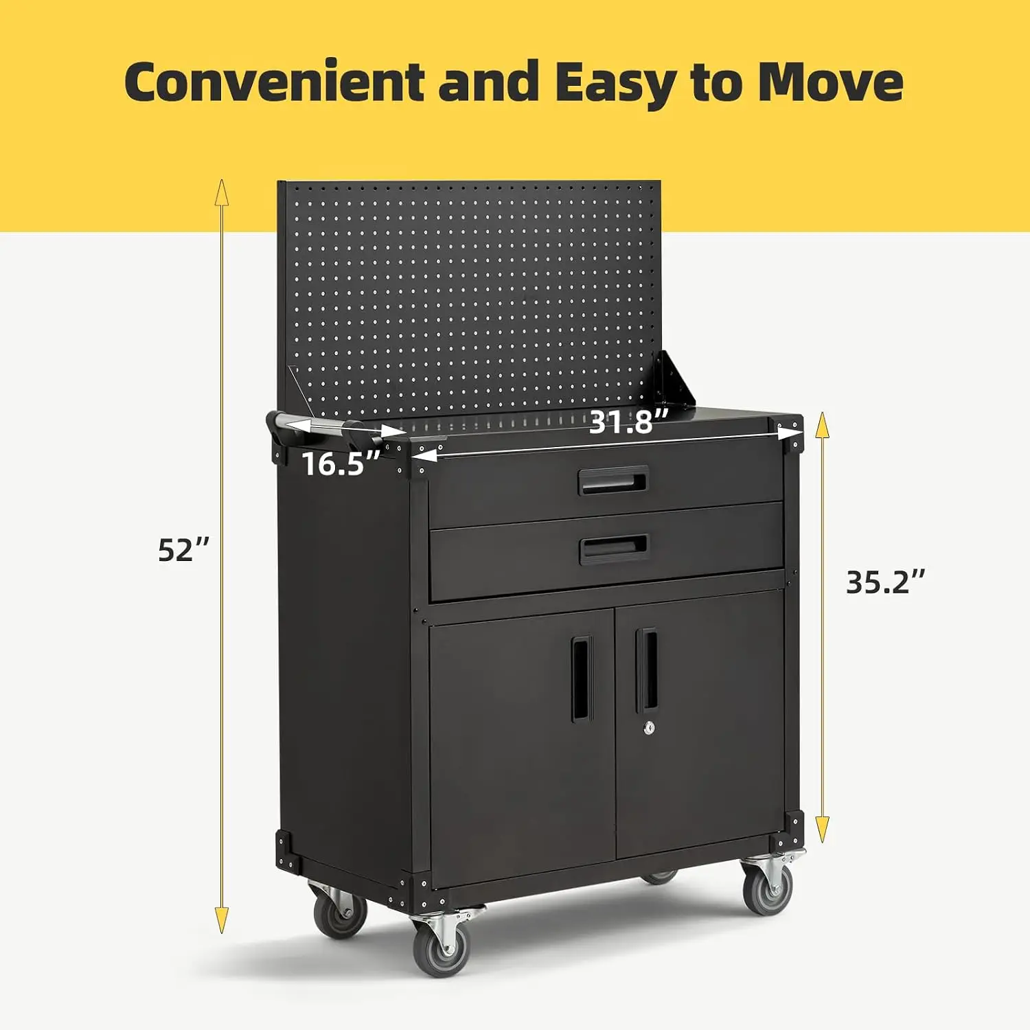 Work Benches for Garage with Drawers(Black,31.8''x16.5''x52''), Customized