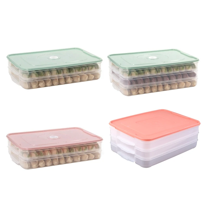 

Multi-Layer Refrigerator Dumplings Box with Lid Preservation Tray Plastic for Case Stackable Kitchen Storage new arrival