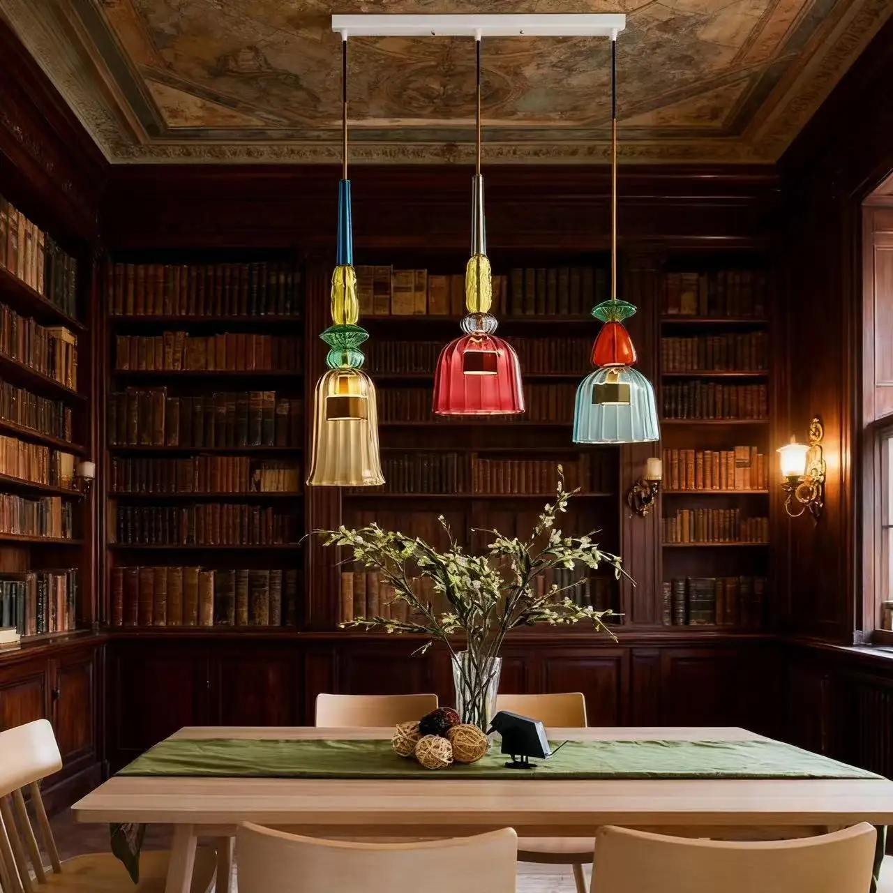 

Colorful Glass LED Pendant Lights for Dining Room Kitchen Table Hanging Chandeliers Suspension Restaurant Bar Decor