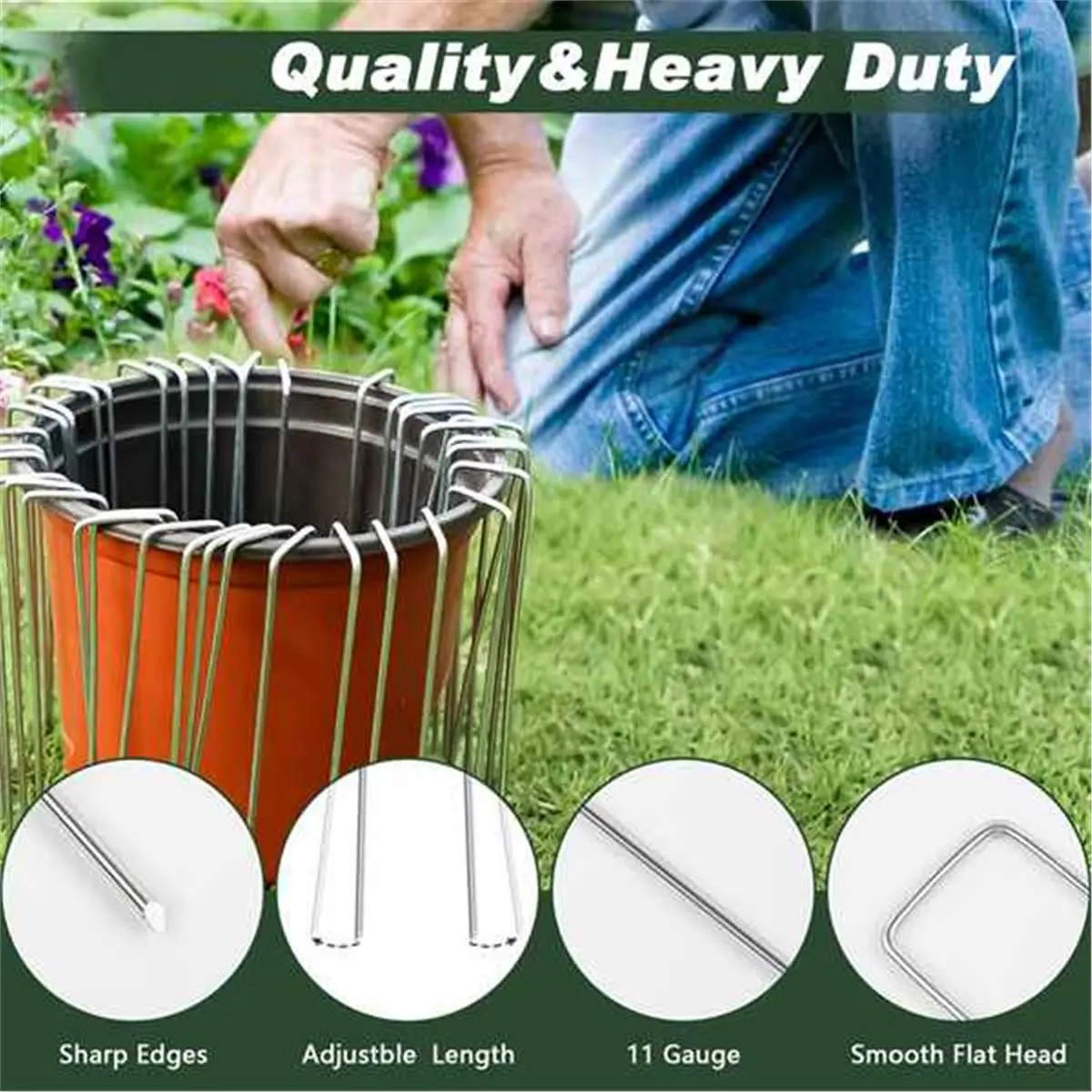 2026 Trend 180 Pack Galvanized Landscape Staples for Garden and Lawn U-Shaped Nails for Weed Control Fabric Ground Stakes