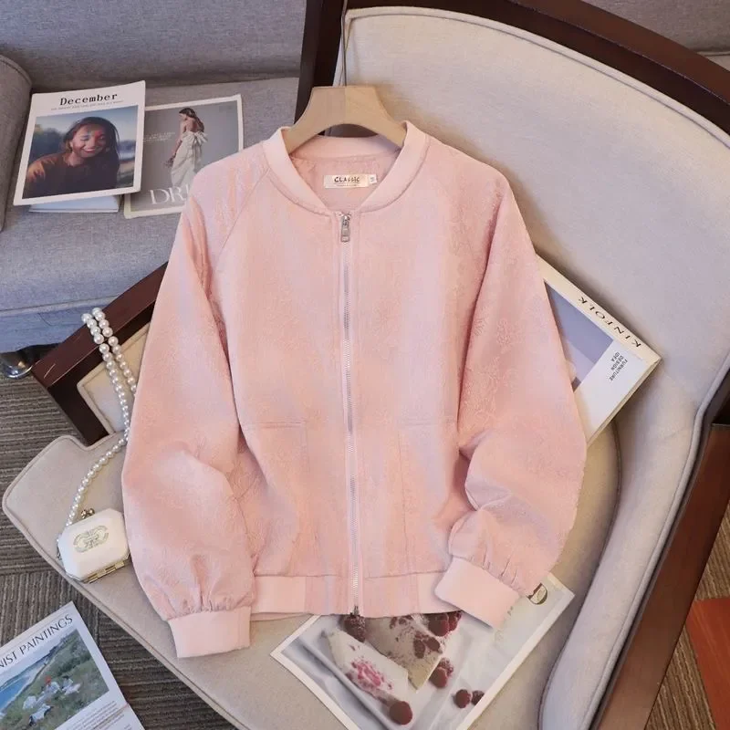 

Autumn Women Bomber Jacket Zipper Sweatshirt Long Sleeve Coat Solid Color Short Tops Design Trends Jackets Outerwear New Clothes