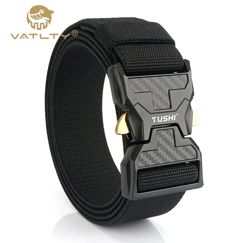 

VATLTY New Stretch Tactical Belt for Men Quick Release Alloy Buckle Military Army Belt 105cm to 125cm Workwear Girdle Male Free