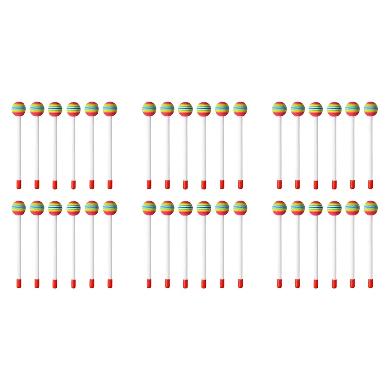 A06F-36 Pcs Lollipop Drum Mallet Sticks Round Rainbow Hammer Percussion Sticks Drumsticks For Kids Child Mallet Musical