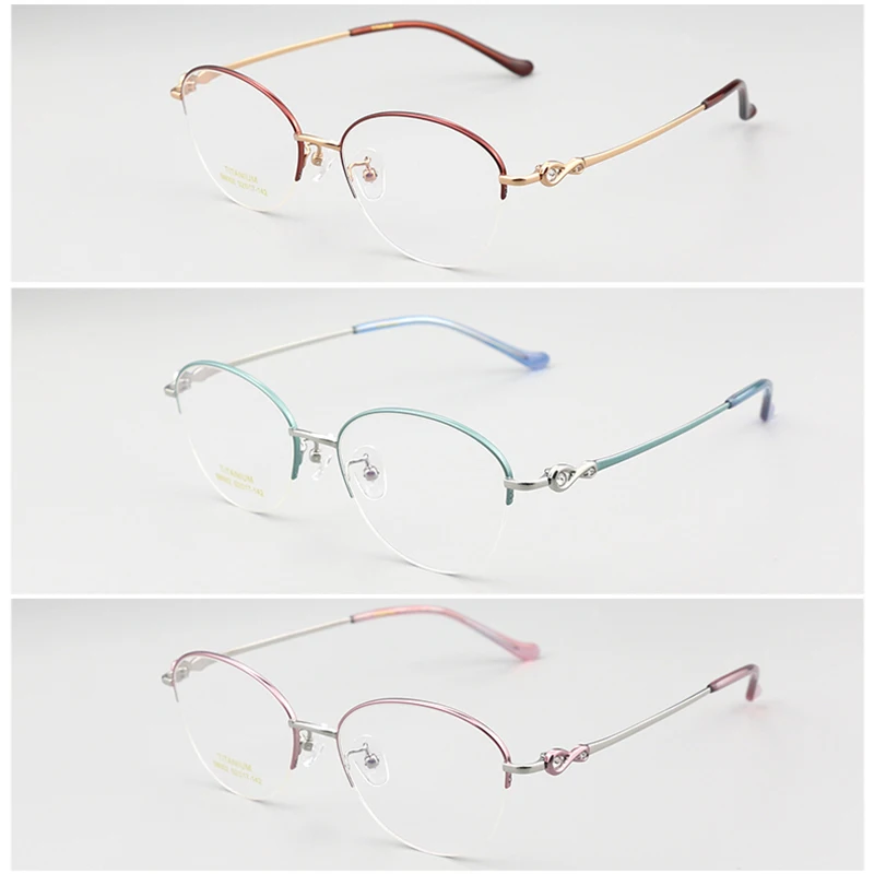 عالية الجودة خفيفة للغاية التيتانيوم النقي النظارات الإطار أزياء النساء المصوغات وصفة طبية قصر النظر إطارات النظارات #6