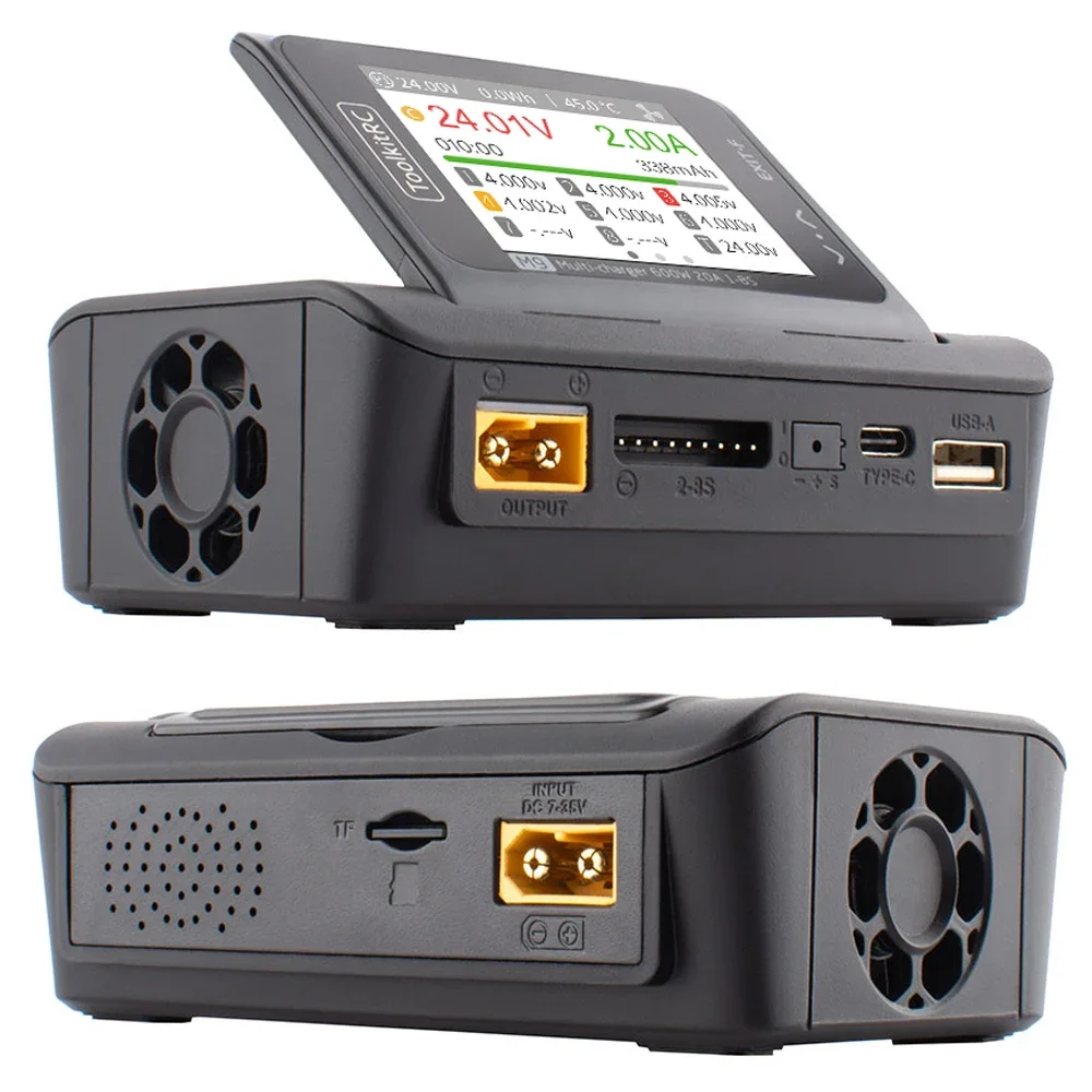 ToolkitRC M9 600W 20A USB Fast Charing DC Smart Charger Adjustable Screen Angle with Audio Function 1-8S Lipo LiFe